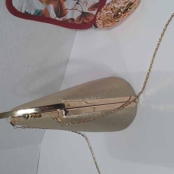 HANDBAG SHOULDER BAG SATIN WITH GOLD TONE HARDWARE - Picture 4 of 13